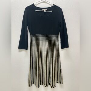 Dana Buchman Retro 60s Style Striped Knit Skater Dress. Size M